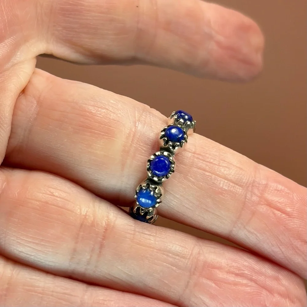 925 Sterling Silver Lapis Lazuli Eternity Ring